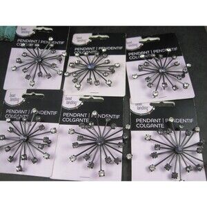 Destash Lot of 6 Large Purple White Rhinestone Brooch Pendants Bead Landing